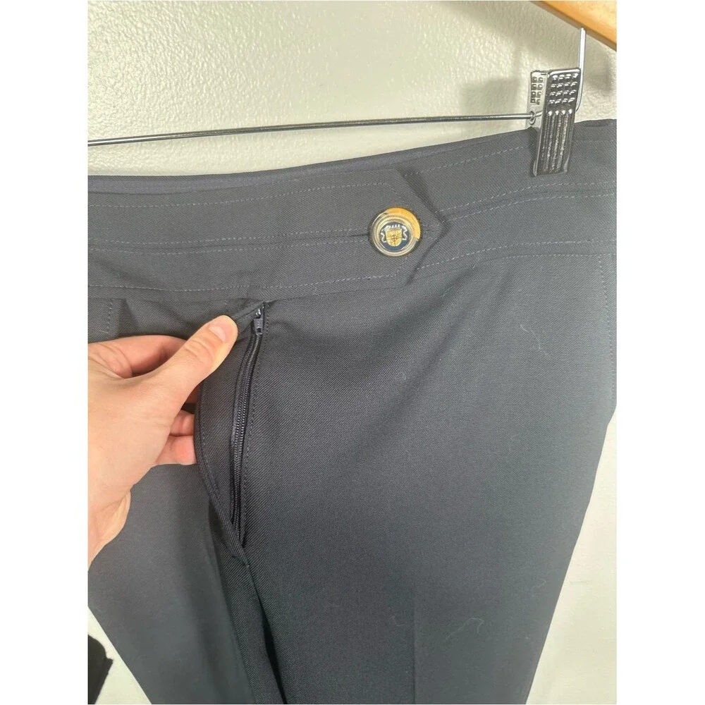Veronica Beard Renzo Navy Blue Trouser Pants Creast Button Trouser Pants Size 10
